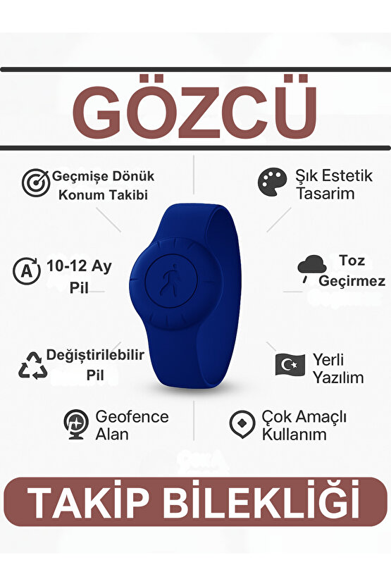 Takip Bilekliği Gps Konum Takibi Çocuk Yaşlı Geçmişe Dönük Takip Cihazı Saati (5-10 Dakika Aralıklı)