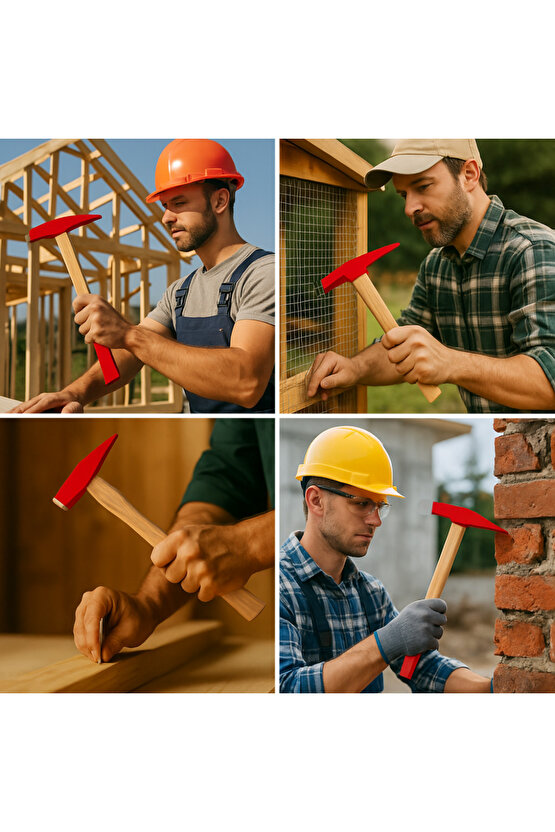 300gr Profesyonel Ahşap Saplı Çift Taraf Çekiç 10cm Çelik Baş Ergonomik Çakma İnce İşçilik Dayanıklı