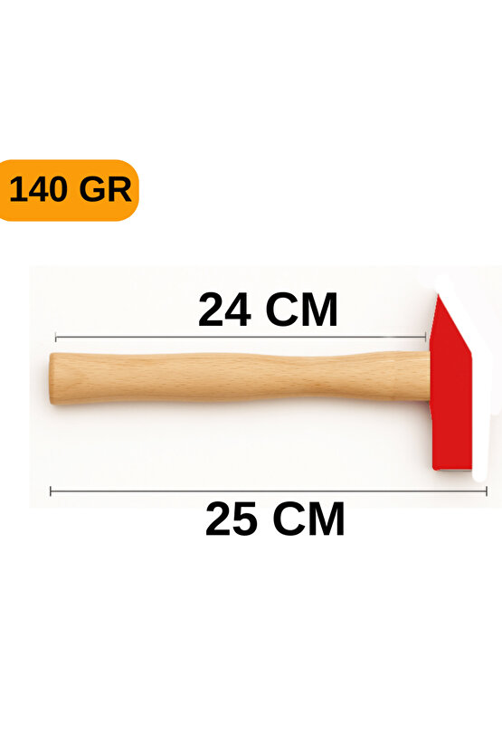 140gr Profesyonel Ahşap Saplı Çift Taraf Çekiç 8 cm Çelik Baş Ergonomik Çakma İnce İşçilik Dayanıklı