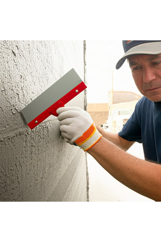 30CM Raspa Zemin Duvar Yer Tavan Köşe Büyük Spatula Profesyonel Kullanım Rahat Ispartula Kırmızı