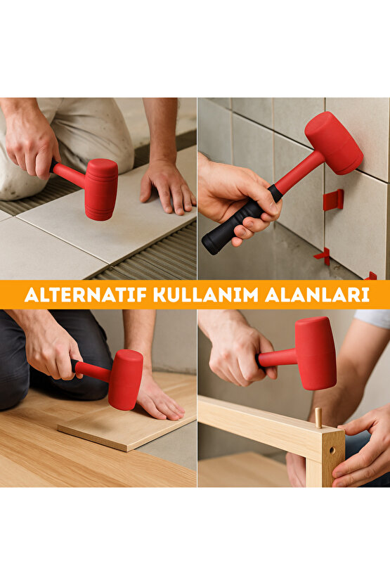 50lik Kauçuk Tokmak Fayansçı Tokmağı Çadır Zemin Sabitleme Çelik Seramik Döşeme Tadilat Sarı Renk