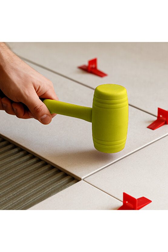 50lik Kauçuk Tokmak Fayansçı Tokmağı Çadır Zemin Sabitleme Çelik Seramik Döşeme Tadilat Sarı Renk