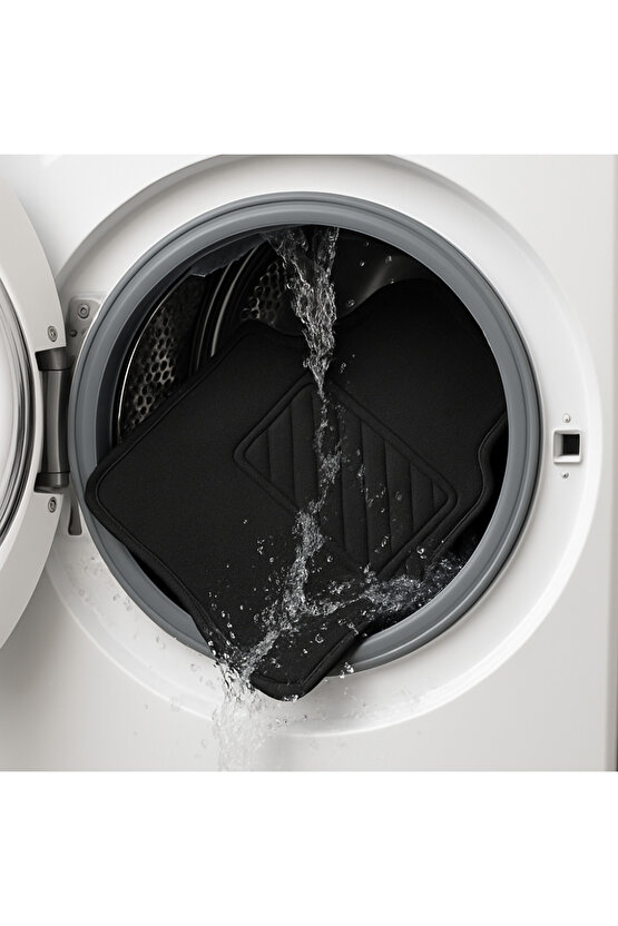 Oto Paspas Halı Lateks Kaymaz Taban Yıkanabilir Silinebilir Tüm Araç Modellere Uyumlu Siyah 4 Parça