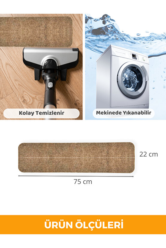 Merdiven Halısı Basamak Halısı Keçe Kaymaz Taban Yapışkanlı Halıfleks Devetüyü 5li 20x75 Cm