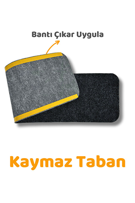 Merdiven Halısı Basamak Halısı Keçe Kaymaz Taban Yapışkanlı Halıfleks Antrasit 10lu 20x75 Cm