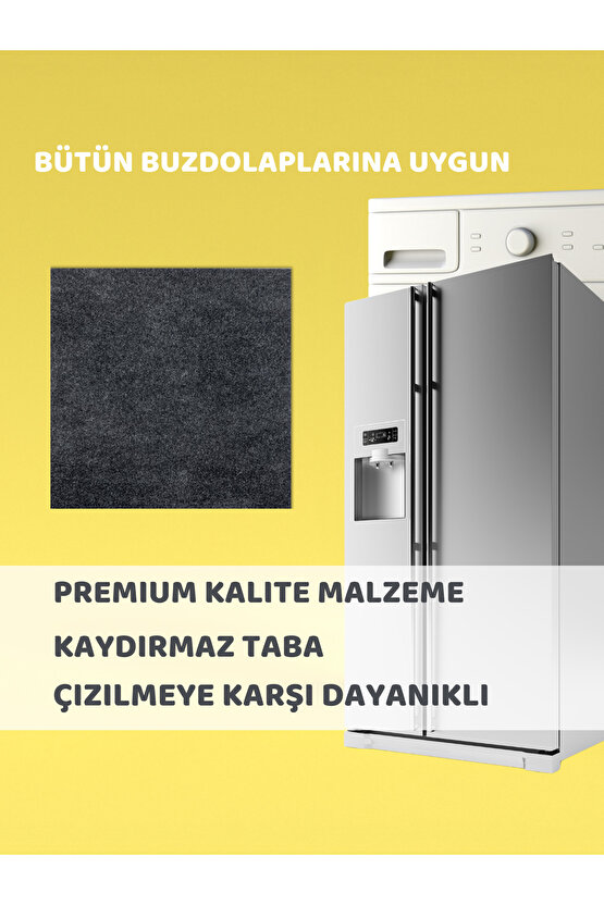 Su Geçirmez Buzdolabı Matı Kaymaz Taban Yıkanabilir Dayanıklı Buzdolabı Altı Halısı Antrasit (91x91)