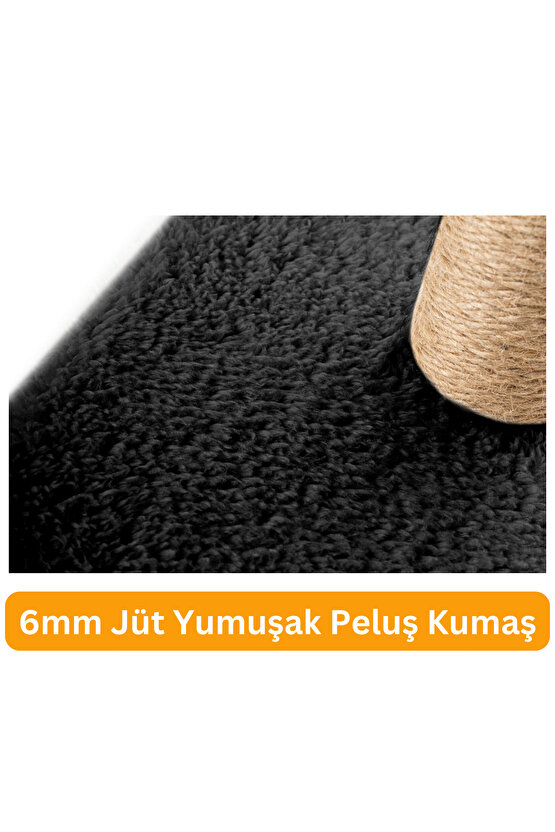Kedi Tırmalama Tahtası Kedi Kaşınma Tahtası Peluş Kumaş Silinebilir Demonte 40cm Yükseklik (Siyah)