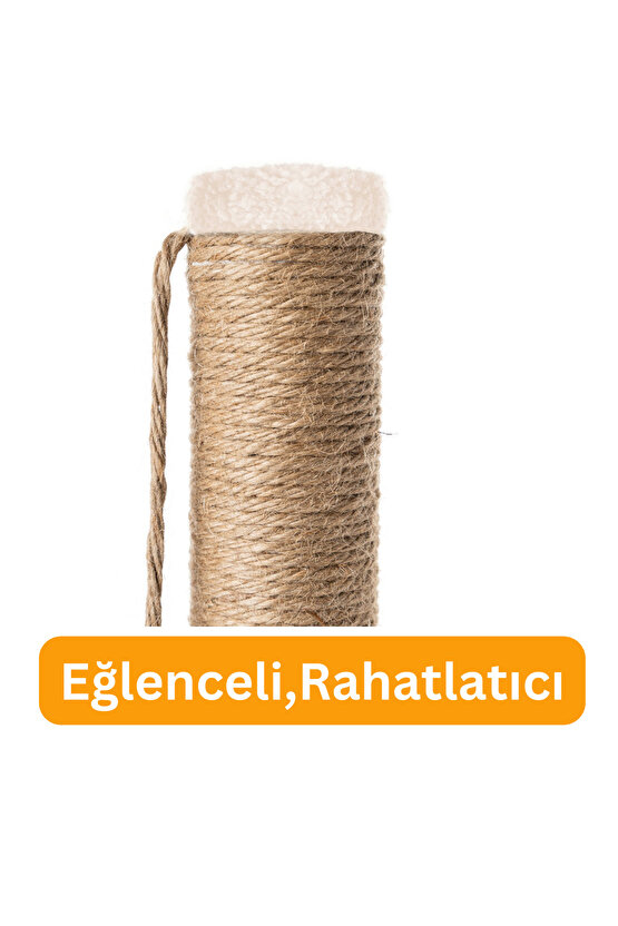 Kedi Tırmalama Tahtası Kedi Kaşınma Tahtası Peluş Kumaş Silinebilir Demonte 40cm Yükseklik (Krem)