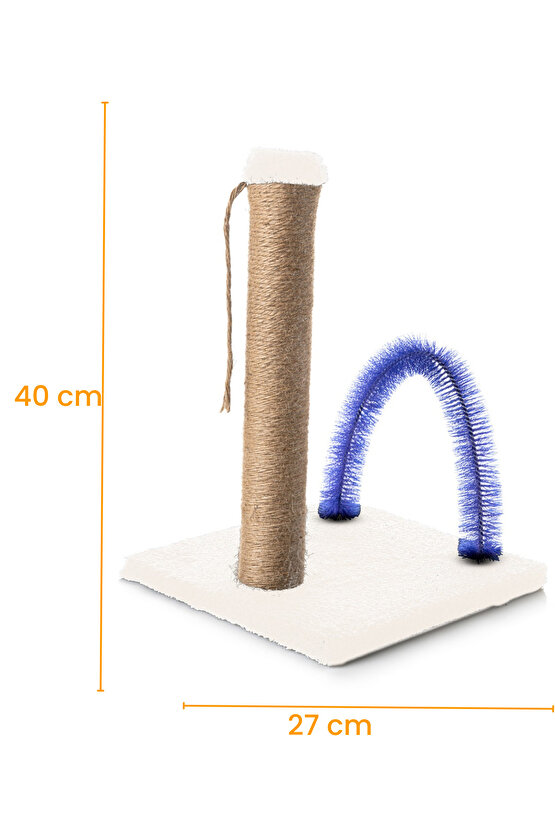 Kedi Tırmalama Tahtası Kedi Kaşınma Tahtası Peluş Kumaş Silinebilir Demonte 40cm Yükseklik (Krem)