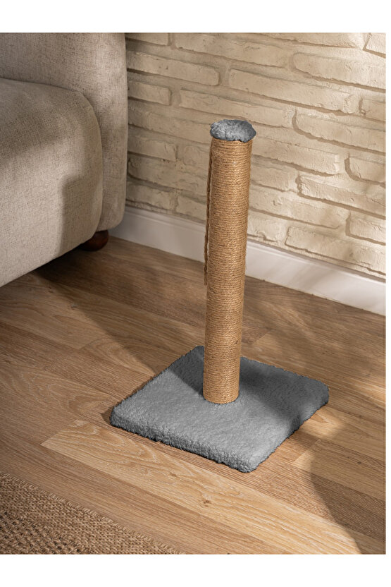 Çubuk Kedi Tırmalama Tahtası Peluş Kumaş Silinebilir Demonte 40 cm Gri Renk