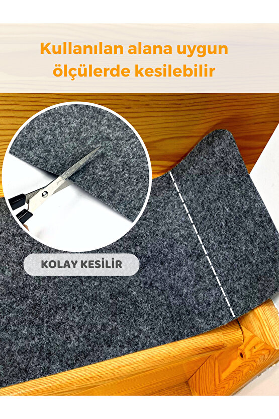 Merdiven Halısı Halıfleks Basamak Ve Merdiven Paspası Kaymaz Taban Antrasit 20x75 Cm (15 ADET)