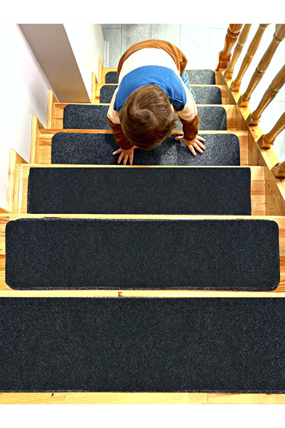 Merdiven Halısı Halıfleks Basamak Ve Merdiven Paspası Kaymaz Taban Antrasit 20x75 Cm (1 ADET)