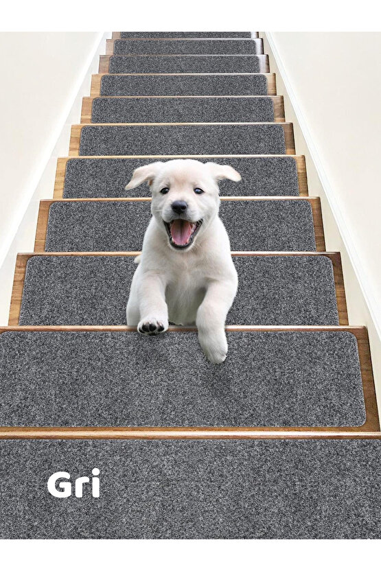 Merdiven Halısı Halıfleks Basamak Ve Merdiven Paspası Kaymaz Taban Füme 20x75 Cm (10 ADET)