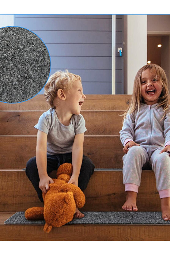 Merdiven Halısı Halıfleks Basamak Ve Merdiven Paspası Kaymaz Taban Füme 20x75 Cm (15 ADET)