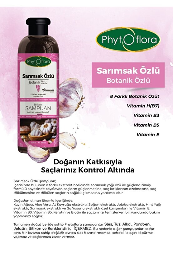 Tuzsuz Yağlı Ve Dökülen Ve Kepekli Saçlara Özel Sarımsak Özlü Bitkisel Şampuan