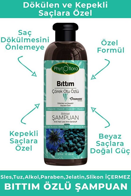 Siftaholsun Market Tuzsuz Dökülen Ve Kepekli Saçlara Özel Bıttım Özlü Bitkisel Şampuan 400 ml