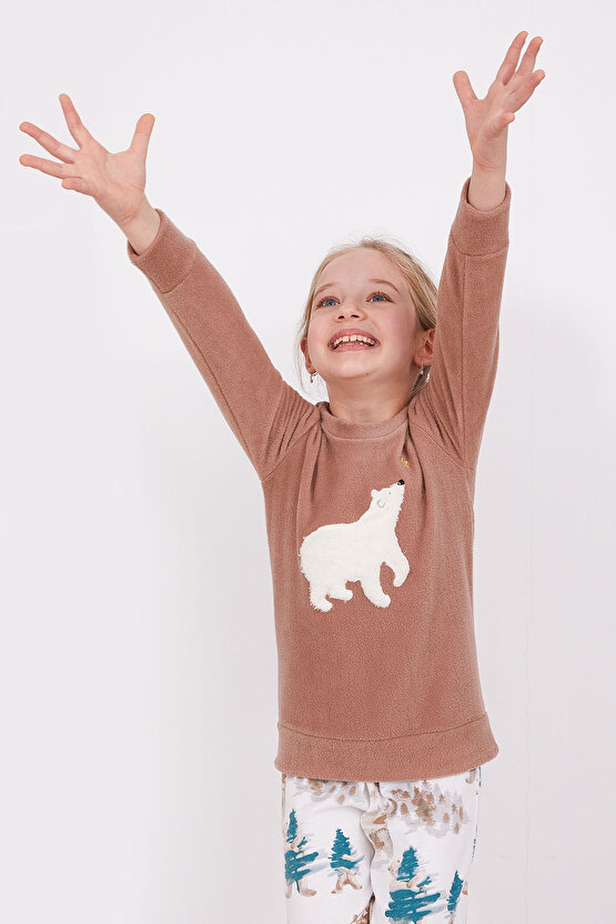 Polar Bear Camel Kız Çocuk Uzun Kol Pijama Takım