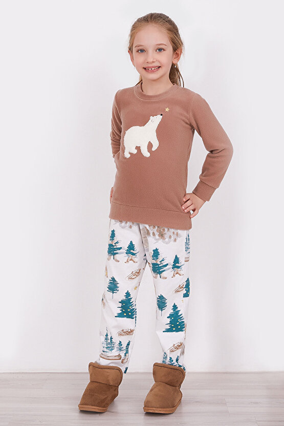 Polar Bear Camel Kız Çocuk Uzun Kol Pijama Takım
