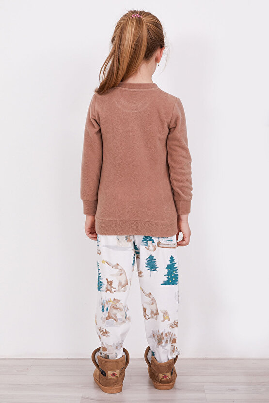 Polar Bear Camel Kız Çocuk Uzun Kol Pijama Takım