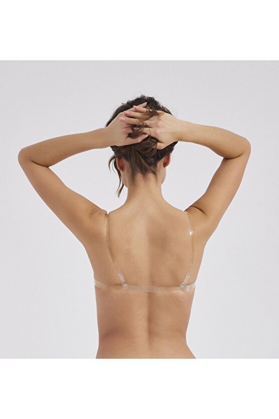 2138 Kadın Sırtı Şefaf Destekli B Kap Sütyen (İÇİ DOLGULUDUR)