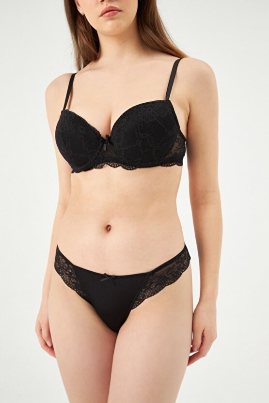 Linda Badem Yarı Push Up Sütyen Takımı Yeni Sezon (1 Adet Ekonomik)