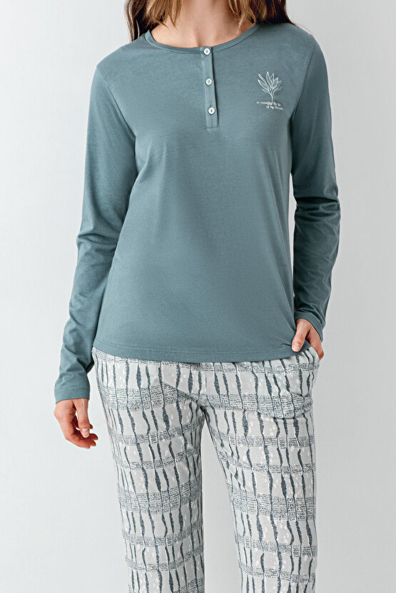 Kadın Yeşil Pijama Takımı