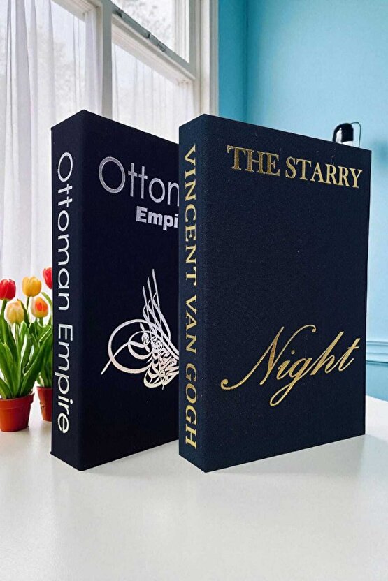 2’li Kumaş Kaplı Kitap Görünümlü Dekoratif Kutu | Hediye & Takı Kutusu