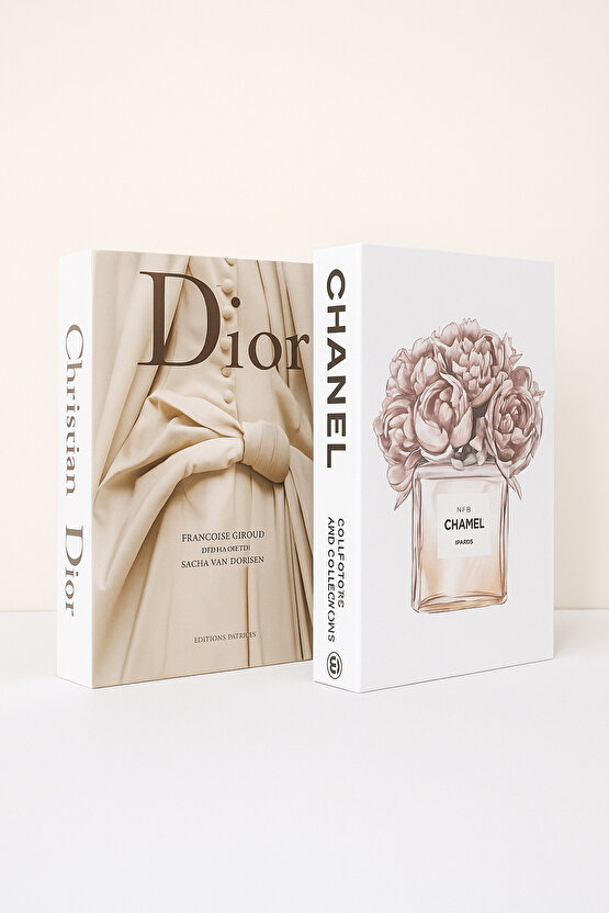 2’li Dekoratif Kitap Kutusu | Gelinlik & Parfüm Temalı Saklama Kutusu