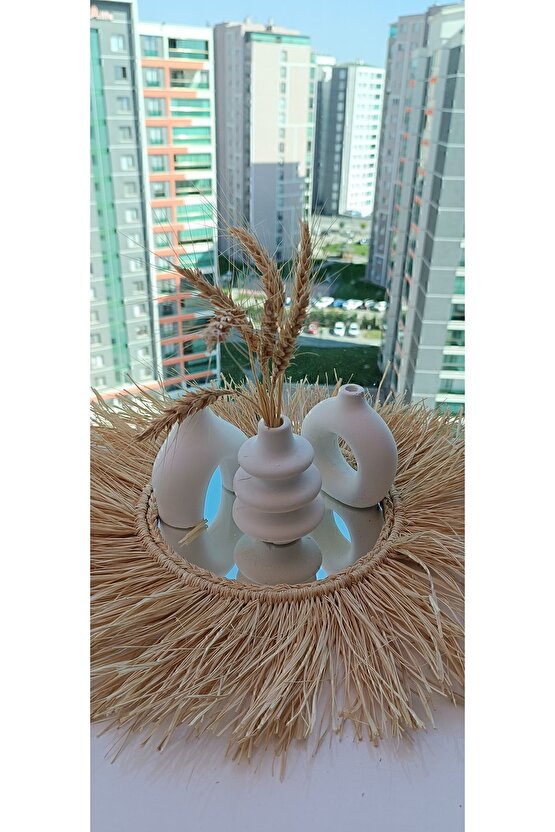 Minimal Vazo seti, 3 parça ev dekorasyon seti, beyaz, ev dekorasyonu