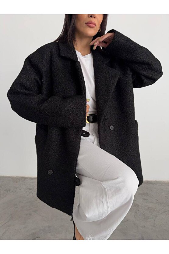 Kadın Buklet Kumaş Kısa Kaban