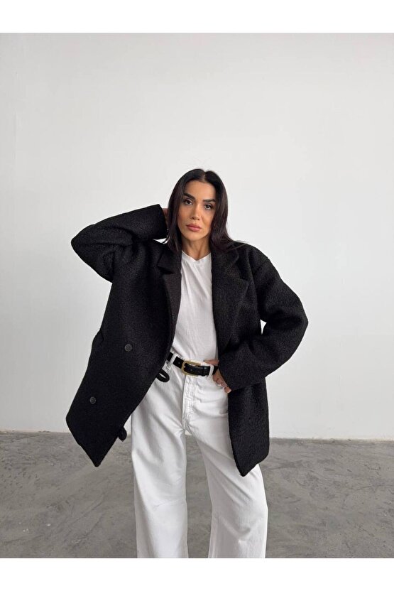 Kadın Buklet Kumaş Kısa Kaban