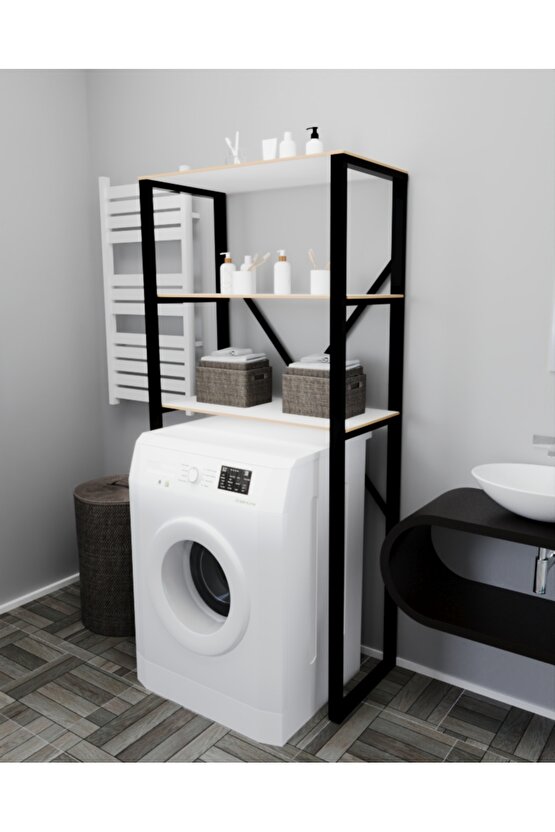 Çamaşır Makinesi Üstü Düzenleyici Raf Banyo Dolabı Rafı Makina Üstü Dolap Raf Beyaz 1188