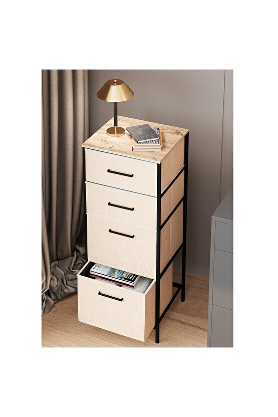 Çok Amaçlı Dolap 4 Çekmeceli Komodin Sehpa