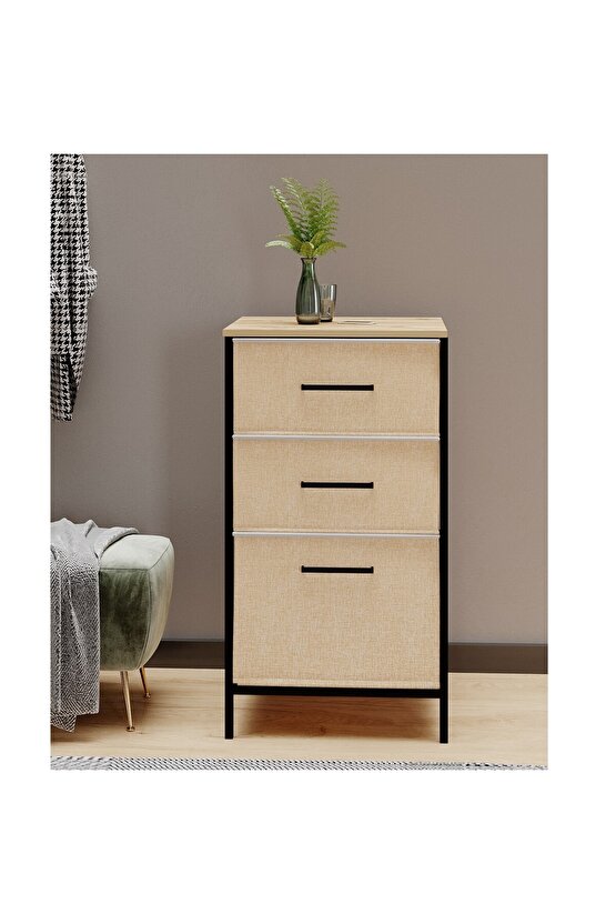 Çok Amaçlı Dolap 3 Çekmeceli Orta Boy Komodin Sehpa