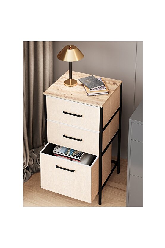 Çok Amaçlı Dolap 3 Çekmeceli Orta Boy Komodin Sehpa