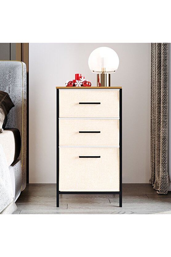 Çok Amaçlı Dolap 3 Çekmeceli Orta Boy Komodin Sehpa