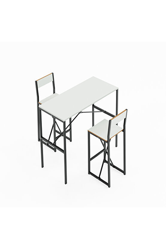 Gzl Bar Masa Bar Sandalye Yemek Masa Sandalye Takımı Beyaz 1580