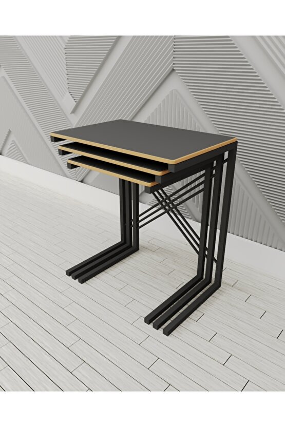 3 lü Zigon Sehpa Metal Sehpa C sehpa Yan Sehpa