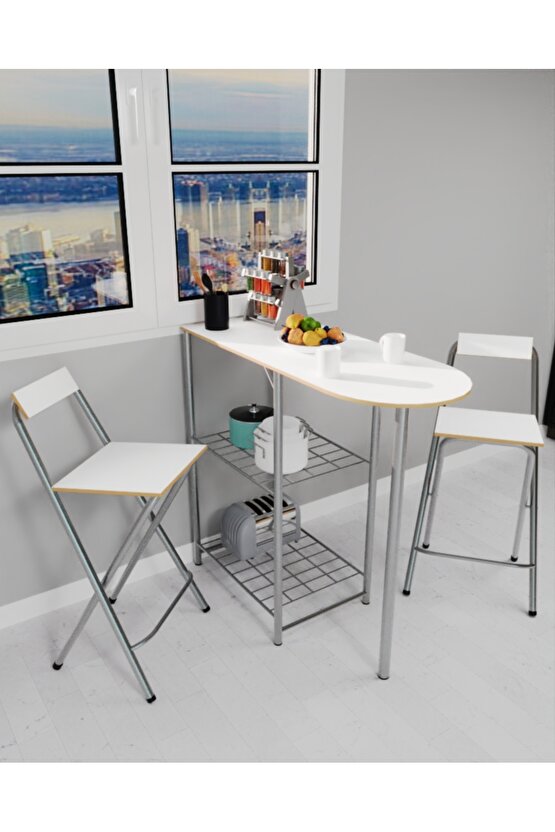 Mutfak Bar Masa Sandalye Takımı Katlanır Bar Sandalye 2 Kişilik Mutfak Masası