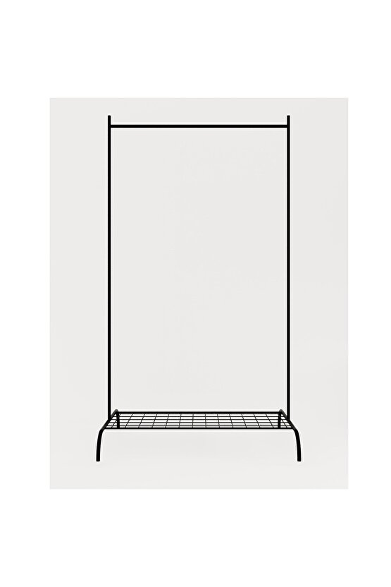 Konfeksiyon Askısı Metal Raflı Askılık Ayaklı Kıyafet Askılığı