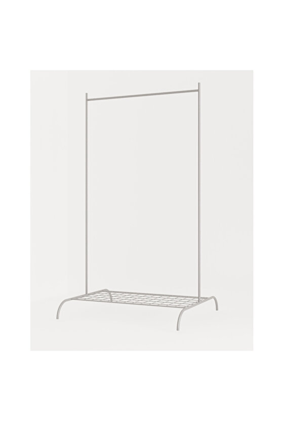 Konfeksiyon Askısı Metal Raflı Askılık Ayaklı Kıyafet Askılığı