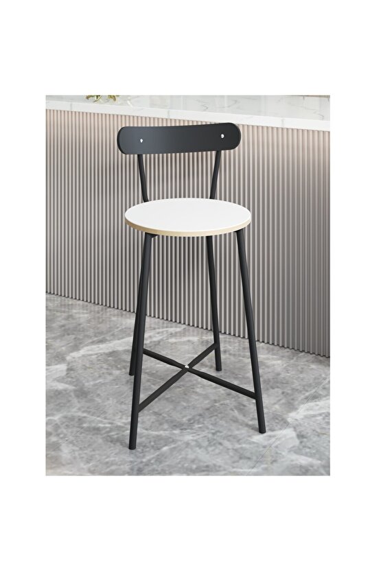 Bar Sandalyesi Oval Mutfak Taburesi  Beyaz 1512