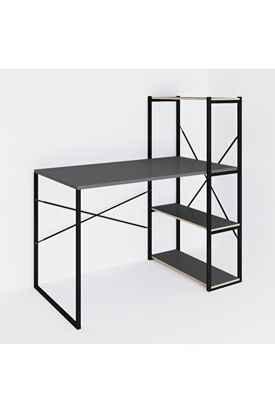 Kitaplıklı Çalışma Masası Bilgisayar Ofis Masası Füme 1423