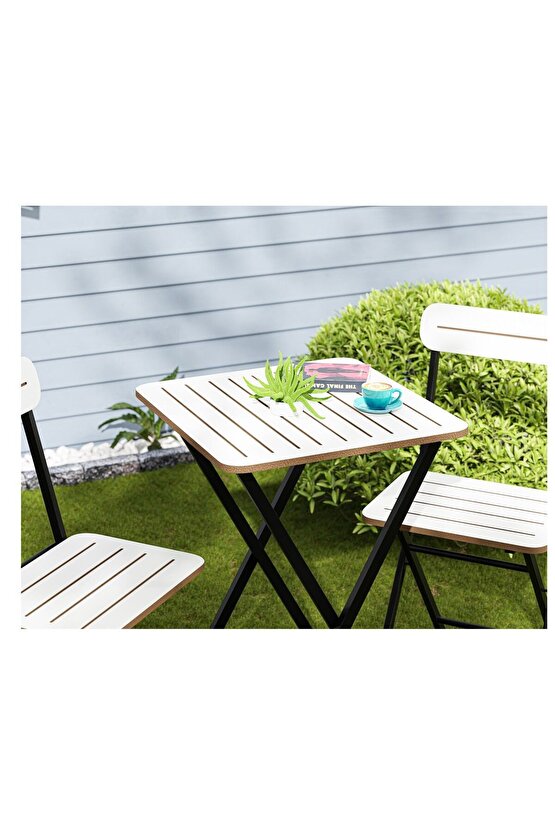 Bahçe Masa Sandalye Bistro Takım Beyaz 1393