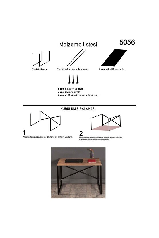 Bilgisayar Masası Raflı Çalışma Laptop Masası Çam 1341