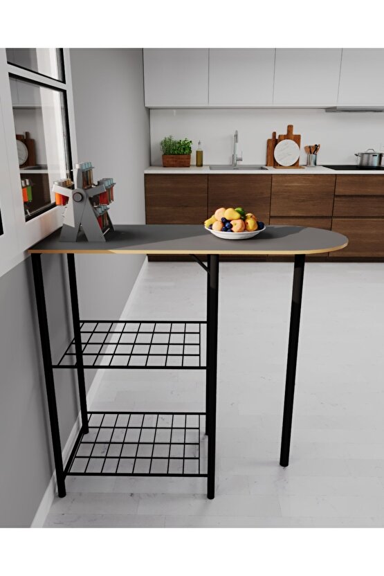 Mutfak Bar Masa 2 Kişilik Mutfak Masası Füme Kaplama 1338