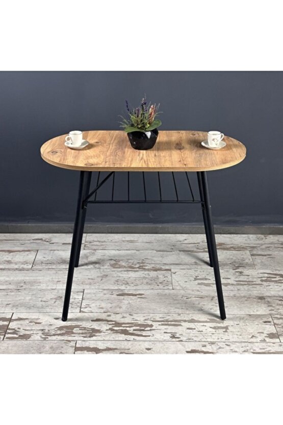 Masa Sandalye Takımı Atlantik Çam Oval Mutfak Masası Döşemeli Tabure Takımı Yemek Masası 1241