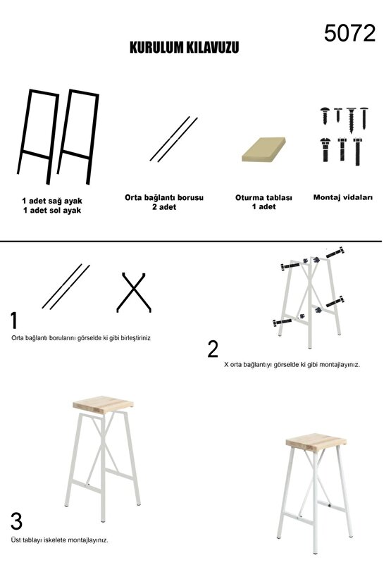 Beyaz Bar Sandalyesi Bar Taburesi Mutfak Sandalyesi 1036