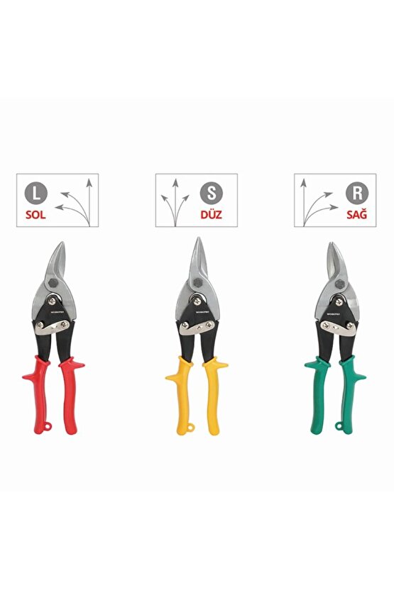 WP200001 250mm 3 Parça SağSolDüz Profesyonel Kaportacı Makası