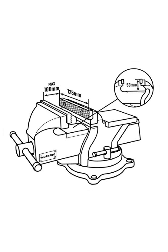 WP233006 125mm 360° Döner Tabanlı Örslü Profesyonel Tezgâh Mengene